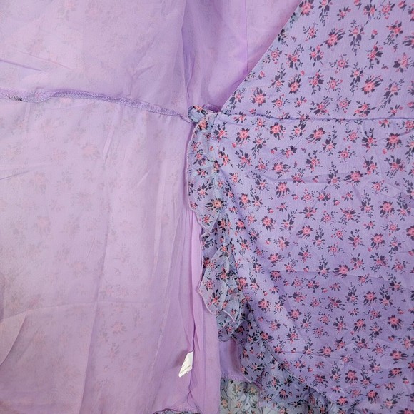 Aachoae Women's Large Purple Floral Pattern Ruffle Trim True Wrap D… - Picture 7 of 9